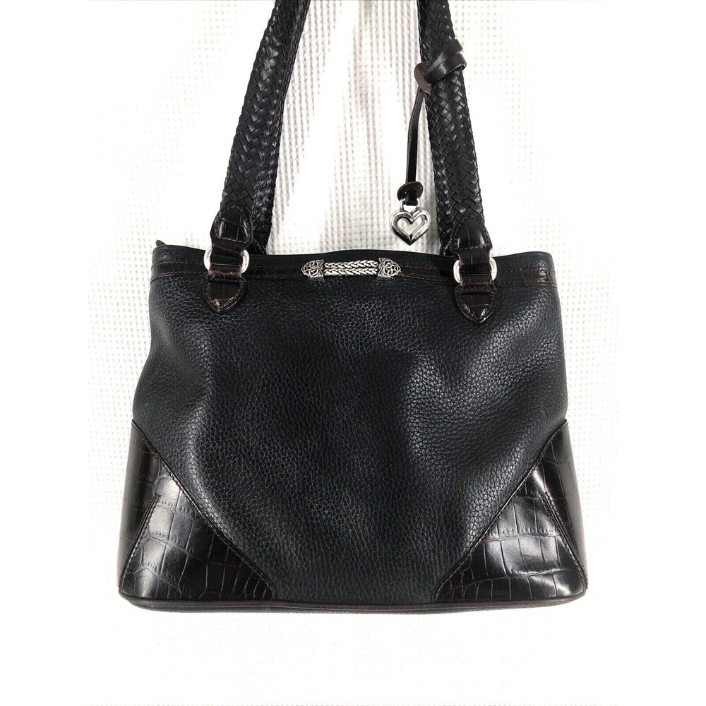Brighton Textured Black Leather Shoulder Bag
